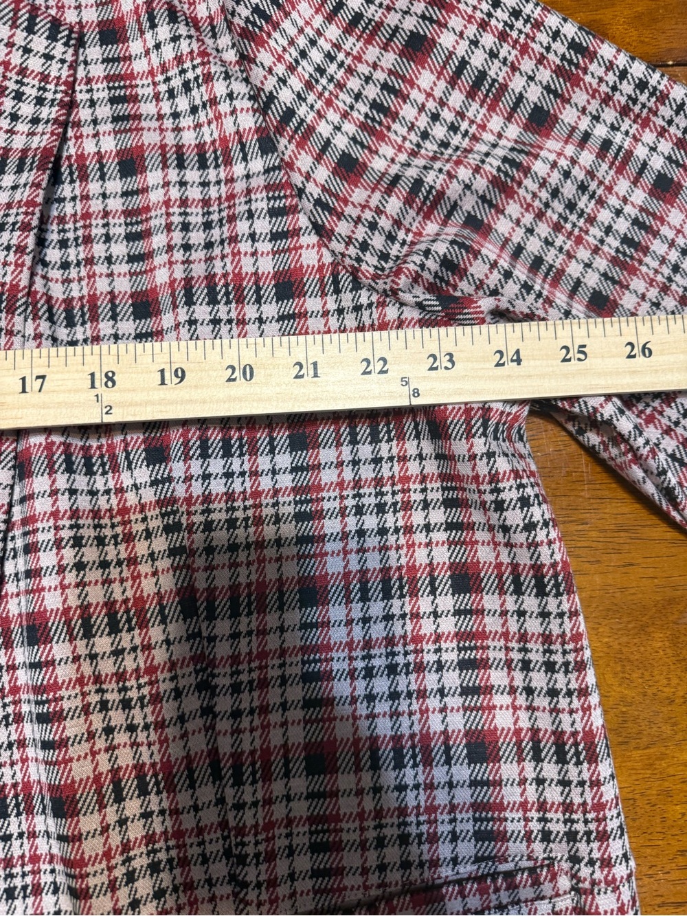 Maurices Plaid Open-Front Blazer in Red and Cream Tones - Picture 2 of 6
